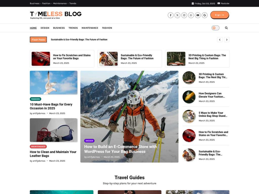 Timeless Blog Pro – Artify Themes
